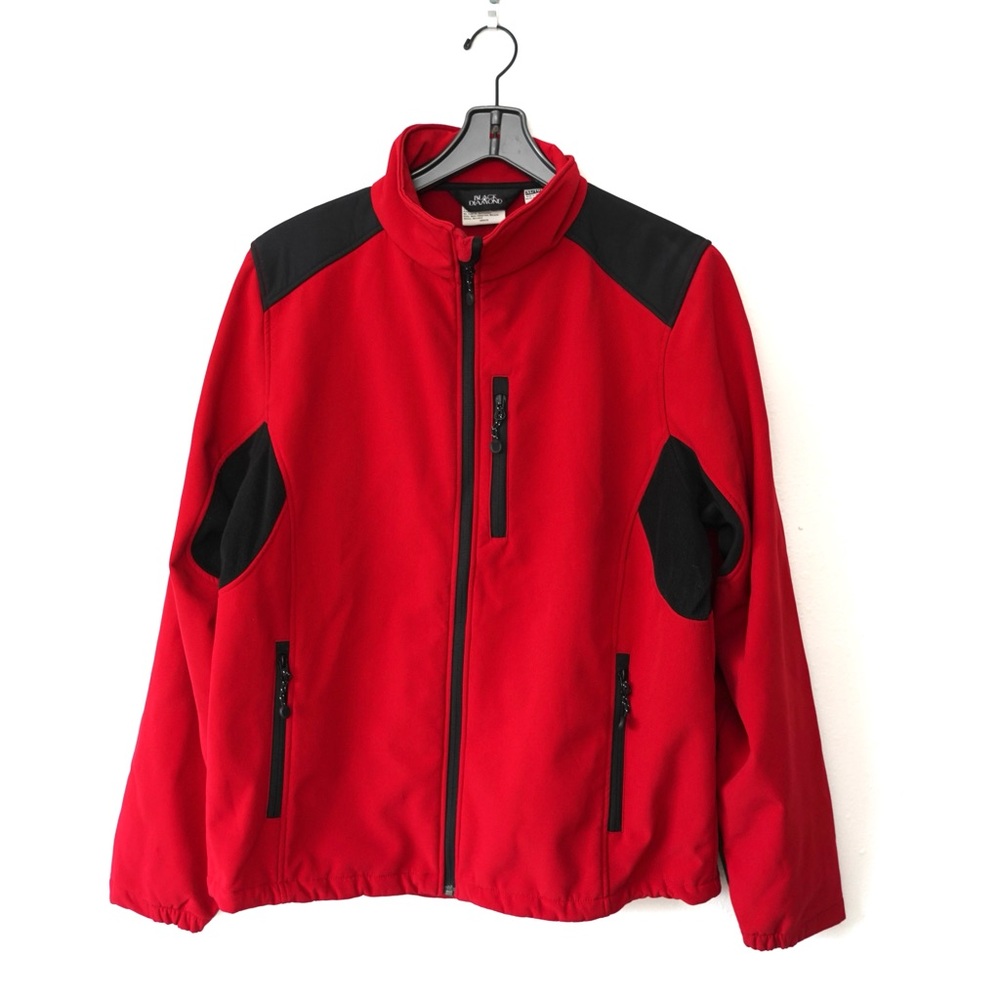 Black Diamond Men’s Sz XL Red Gray Fleece Lined Soft Shell Jacket